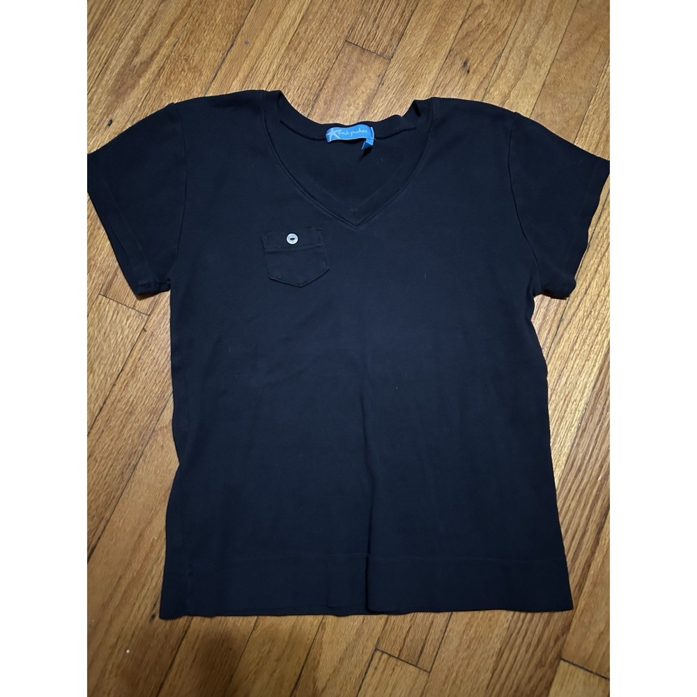 Fresh Produce USA S Black Logo Heritage Pocket Cotton V-Neck Tee T Shirt Top